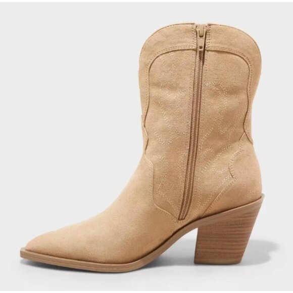 Universal Thread Women's Jacey Western Ankle Boots Tan Size 9W NWT - Picture 2 of 8